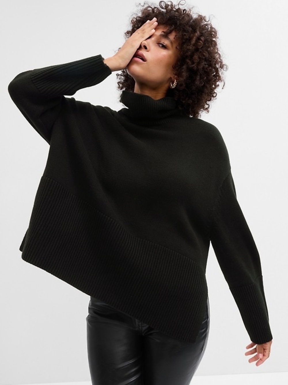 Gap Black Cotton Turtleneck Sweater, size M